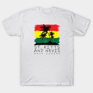 St Kitts and Nevis National Colors with Palm Silhouette T-Shirt